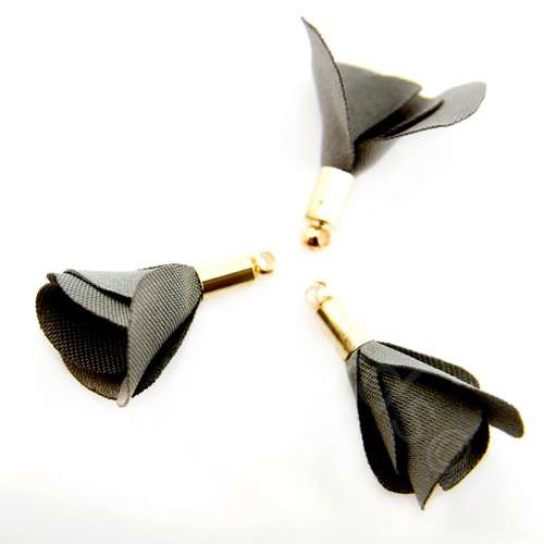 Flower Tassel Rose - Gold Tone Cap Grey 5pcs