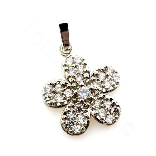 CZ Pendant Sparkle Flower 16mm
