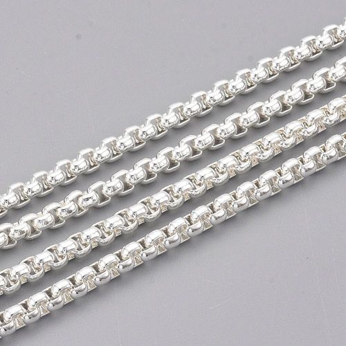 Stainless Steel Chain Silver   Rounded Box 3mm 1 metre for jewellery making
