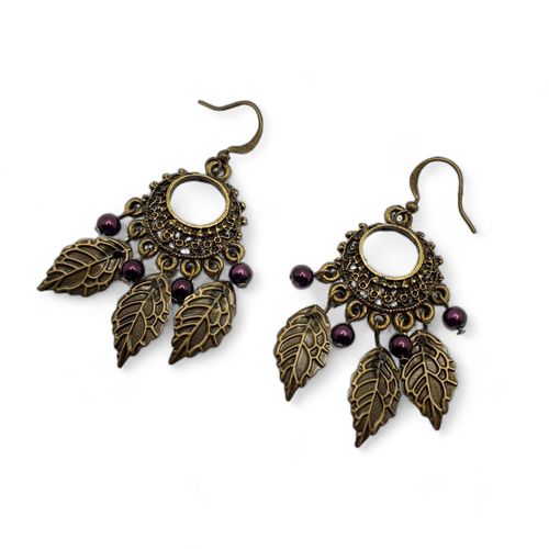 Autumn Bronze Earrings 3 Pairs aubergine earring making kit — DIY set with beads and instructions for creating handmade jewelry