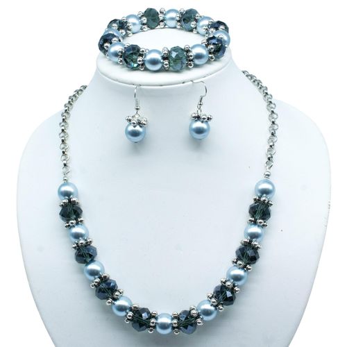 Chunky Crystal Pearl Jewellery lagoon jewelry making kit — DIY set with beads and instructions for creating handmade jewelry