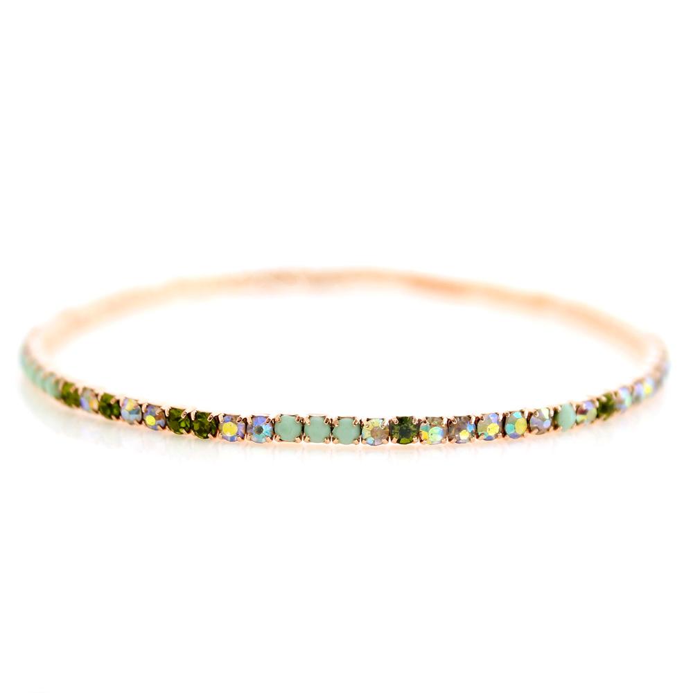 Crystal Bangle - Rose Gold with Mint Peridot combi