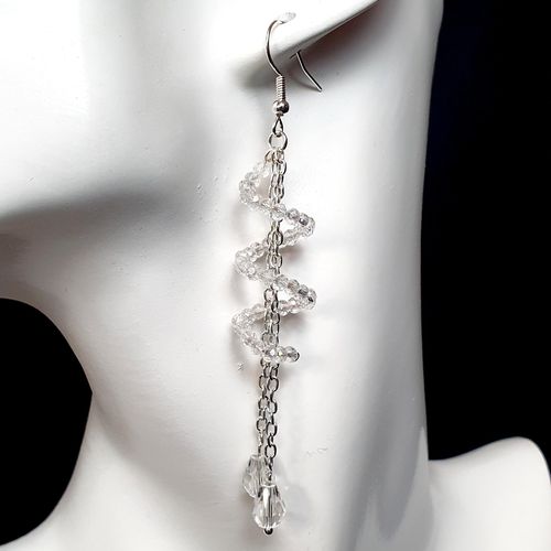 Helter Skelter Earrings 2 Pairs crystal clear earring making kit — DIY set with beads and instructions for creating handmade jewelry