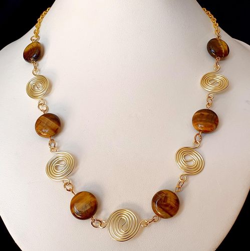 Nevaeh Coin Necklace tiger eye necklace making kit — DIY set with beads and instructions for creating handmade jewelry