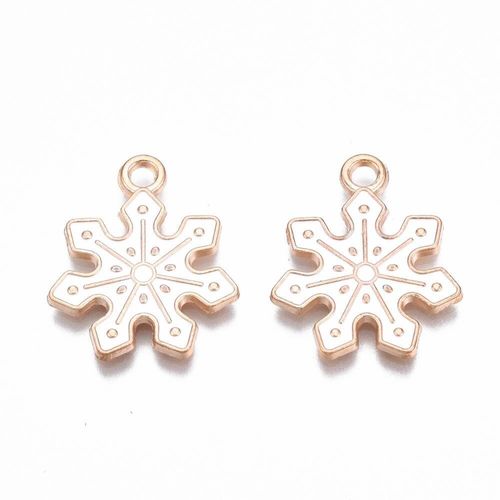 Enamel Christmas Gold Charm   Snowflake 7 Point 2pc 21 x 18mm for jewellery making