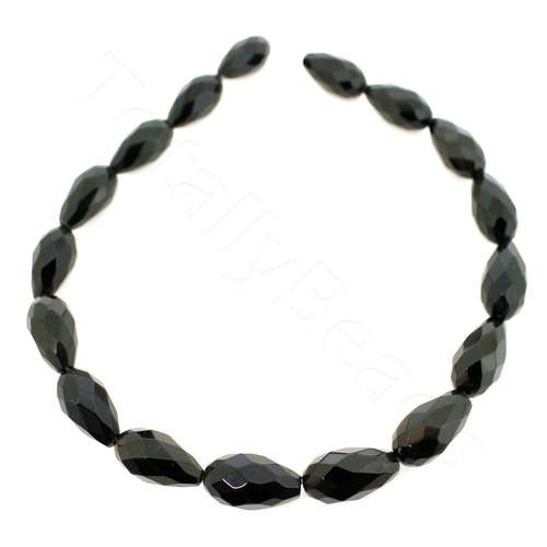 Faceted Glass Drop 22mm - Jet Black 16pcs