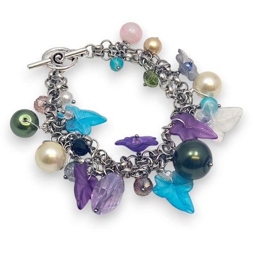 Autumn Charm Bracelets rhodium base bracelet making kit — DIY set with beads and instructions for creating handmade jewelry