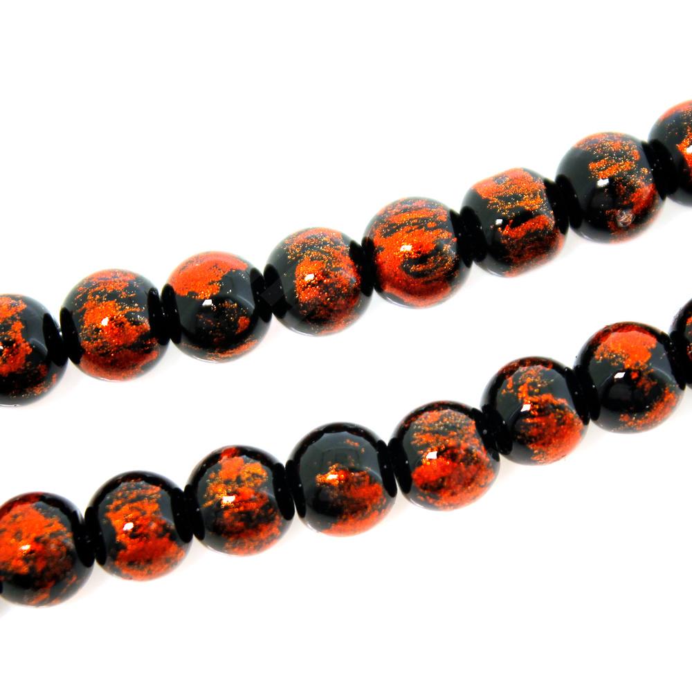 Glass Round Beads 8mm Brushed Shimmer - Burnt Orange