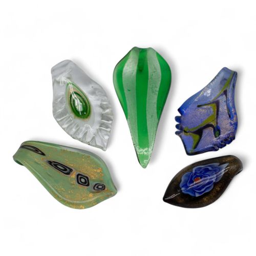 Lampwork Sheild Pendant Mix 5pcs   Green Blue 70mm for jewellery making