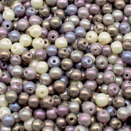 Satin Glass Pearl Round Beads 3mm   Mixed for jewellery making