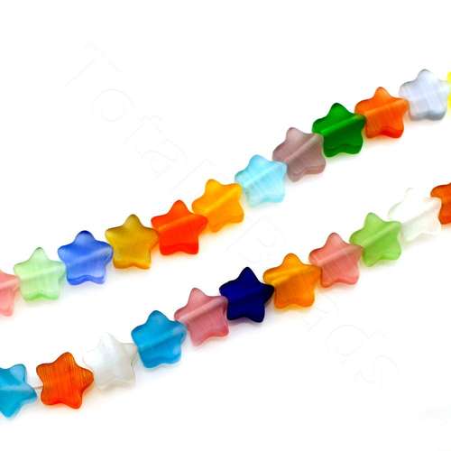 Cats Eye Beads - Stars 8mm - Mixed