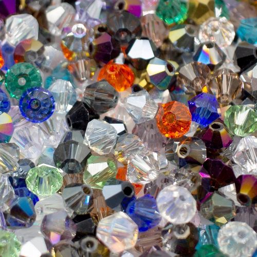 6mm crystal bicone beads mixed, pack of 80 — faceted for jewelry making and beadwork