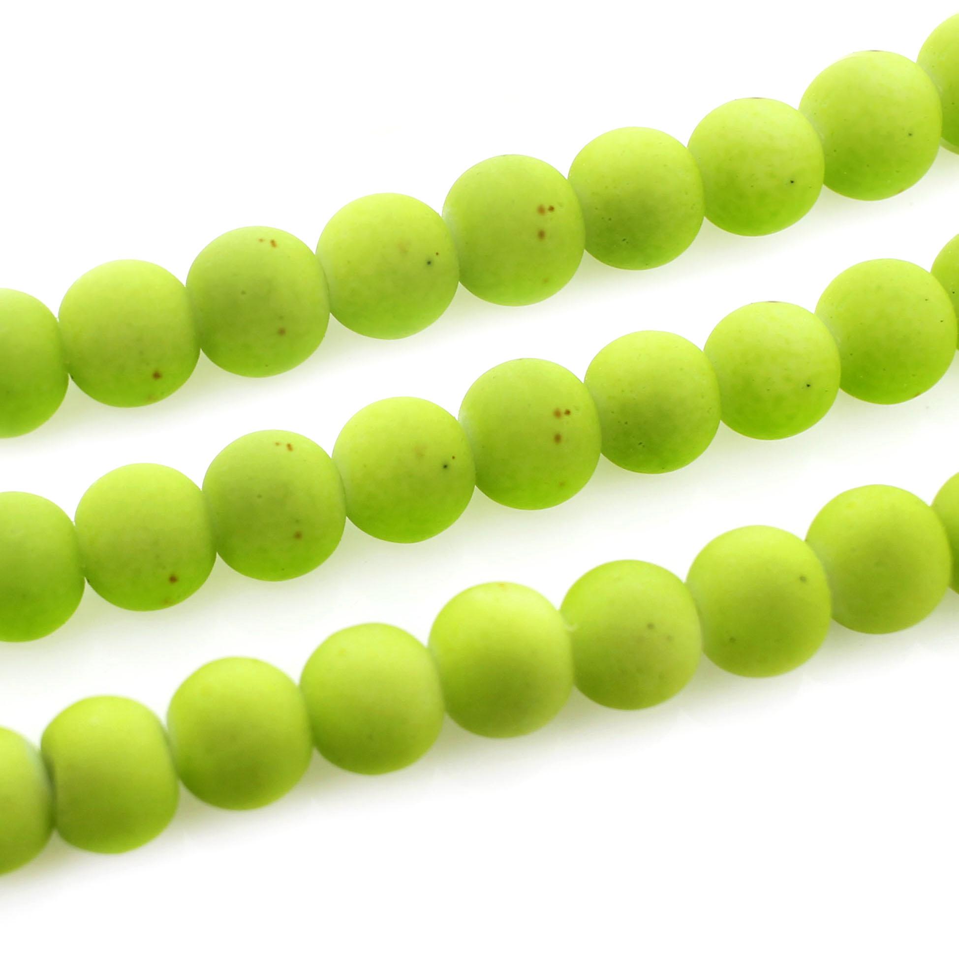 Soft Touch Glass Beads 6mm Round - Lime Green GRADE B