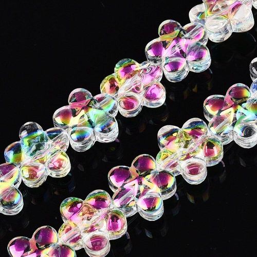 Glass 5 Petal Flower Beads 12mm 10pcs   Pink for jewellery making