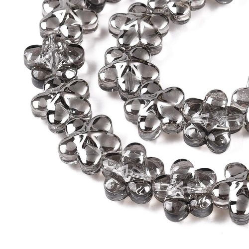 Glass 5 Petal Flower Beads 12mm 10pcs   Silver Dust for jewellery making