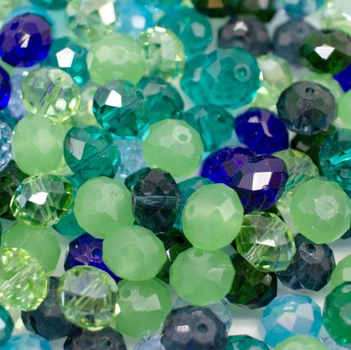 10mm crystal beads ocean forrest mix, pack of 60 — faceted for jewelry making and beadwork