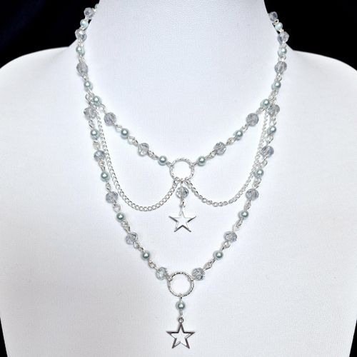 Seren Chain Necklaces Makes 3 crystal blue necklace making kit — DIY set with beads and instructions for creating handmade jewelry