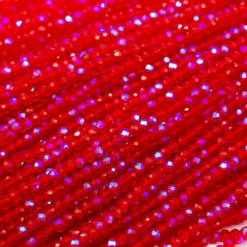1.5mm crystal beads ruby red ab — AB finish, faceted for jewelry making and beadwork