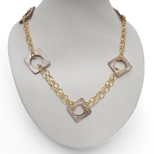 Shell Diamond Necklace Tan necklace making kit — DIY set with beads and instructions for creating handmade jewelry