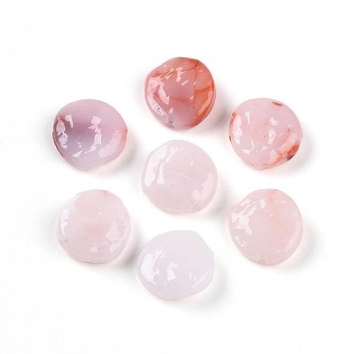Acrylic 2 Tone Marble Beads Disc 14mm 10pcs   Rose for jewellery making