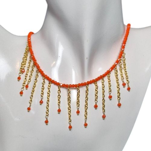 Lorraine Wrapped Loop Necklace orange gem necklace making kit — DIY set with beads and instructions for creating handmade jewelry