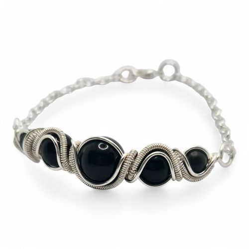 Corinne Gemstone Bracelet gold obsidian bracelet making kit — DIY set with beads and instructions for creating handmade jewelry
