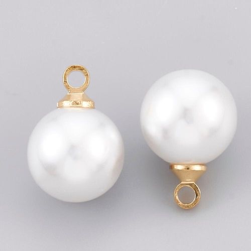 Imatation Pearl Charm 6mm Pure White 6pcs for jewellery making
