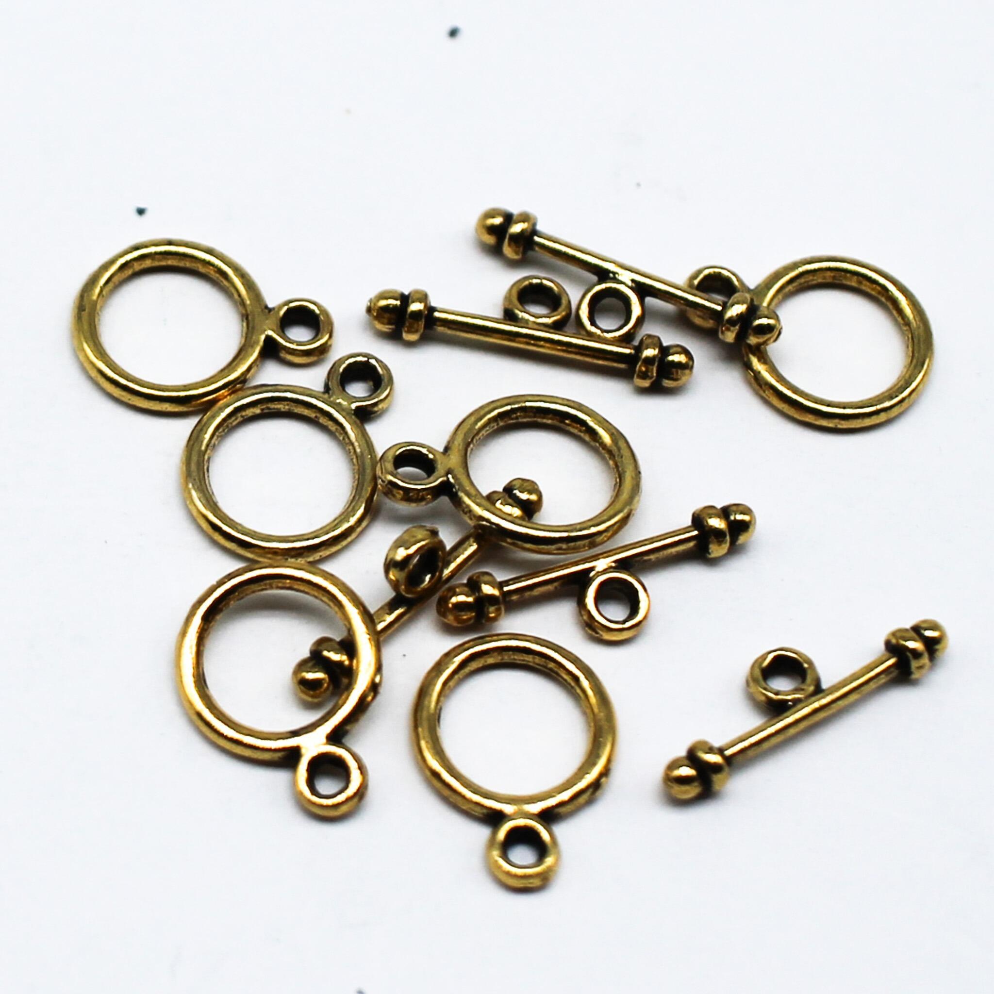 Metal Toggle   Simple Ring 9mm 10 sets Antique Gold for jewellery making