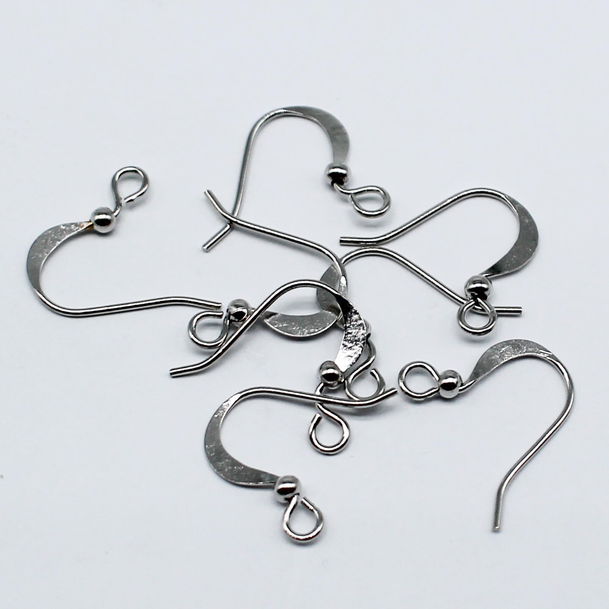 Ear Wire Flat with Ball   Rhodium Plated 20 Pairs 18 x 11mm for jewellery making