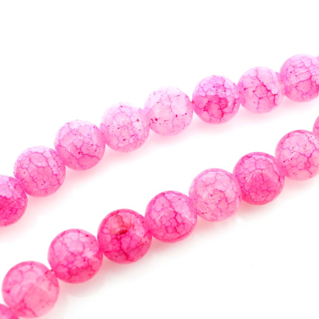 Cracked Earth Glass Beads - 8mm Bright Pink