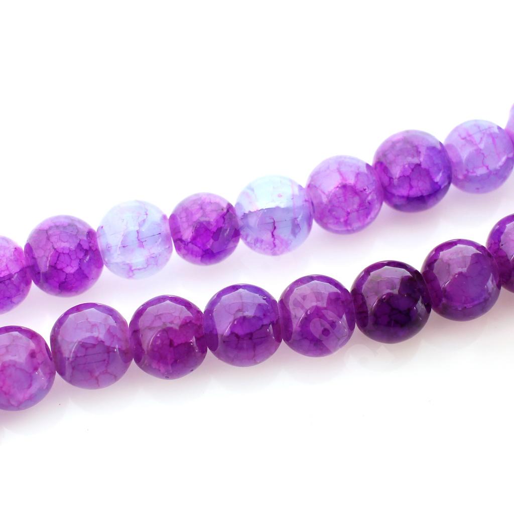 Cracked Earth Glass Beads - 8mm Purples