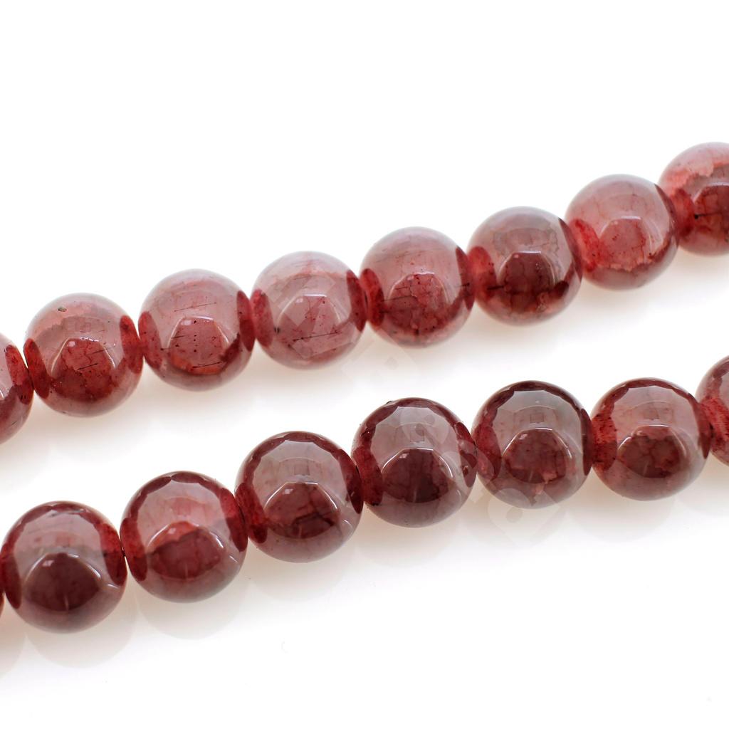 Cracked Earth Glass Beads - 10mm Plum