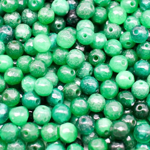 Dyed Jade 6mm Facet Round Beads Mix 60pc   Emerald Mix pack of 6 for jewellery making
