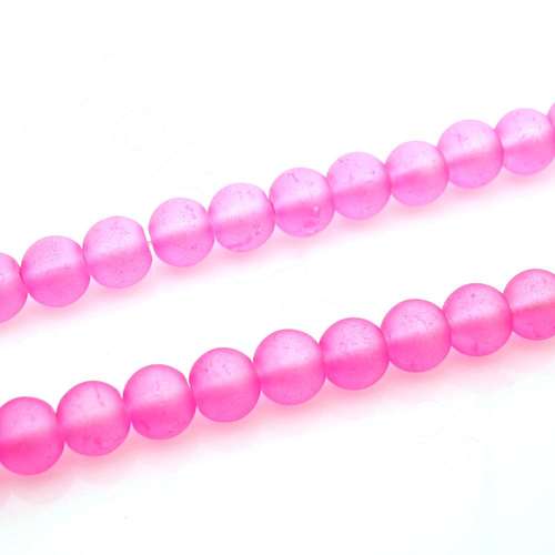 Glass Round Beads 8mm - Luster AB Pink 32" String