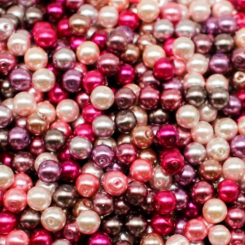 Glass Pearl Round Beads 6mm   Pink Flower Mix 120pcs for jewellery making