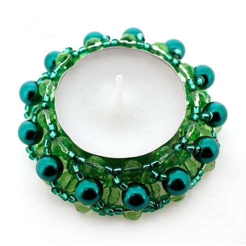 Candle Holder Kit Makes 6 forest green jewelry making kit — DIY set with beads and instructions for creating handmade jewelry