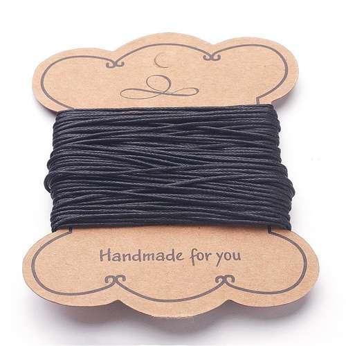 Wax Cotton Cord 1mm - Black CARD SPOOL