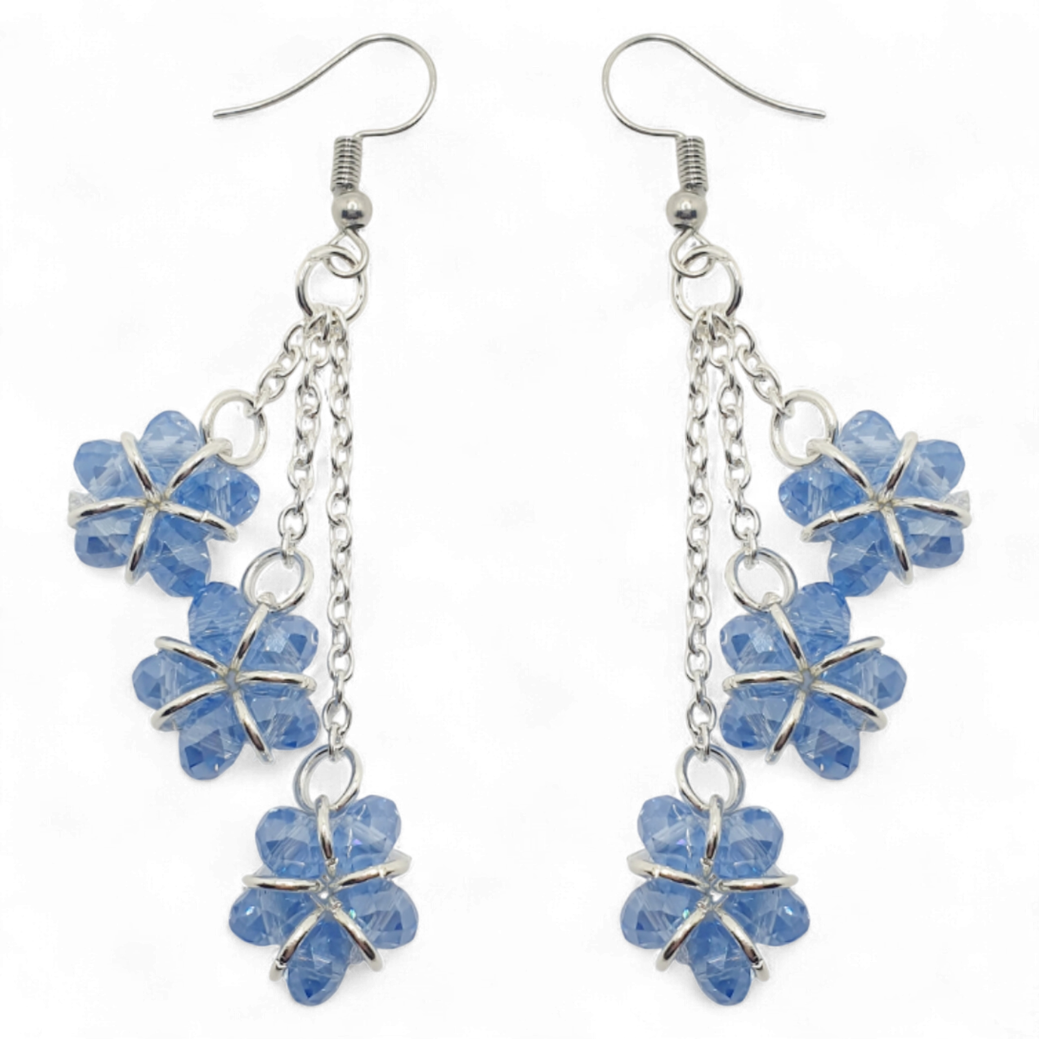 Belinda Crystal Earrings 3 Pairs   Blue for jewellery making