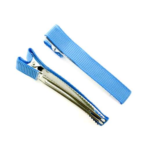 Hair Grip Fabric Covered - Blue 1pc