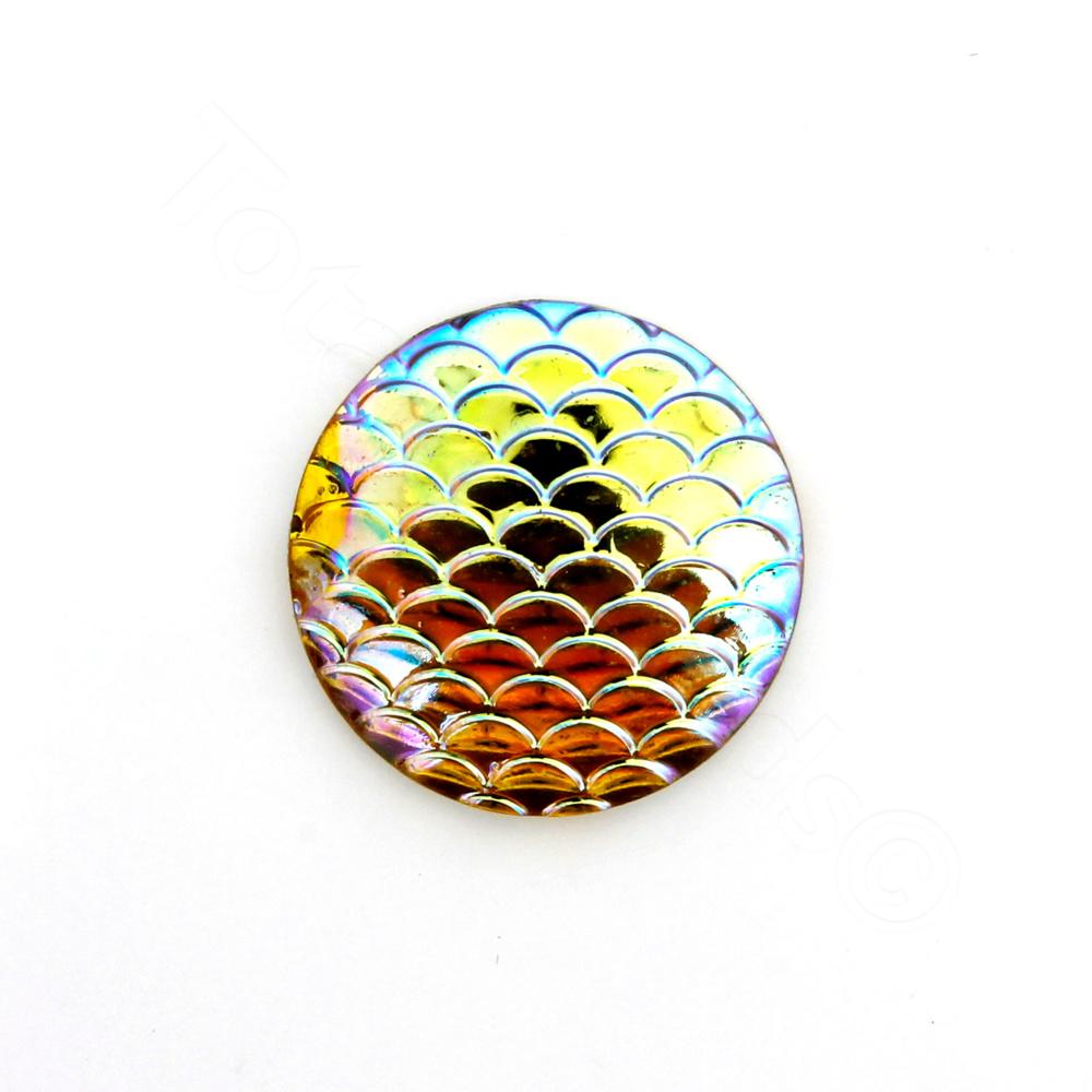 Acrylic Cabochon 20mm Disc - Scales Gold