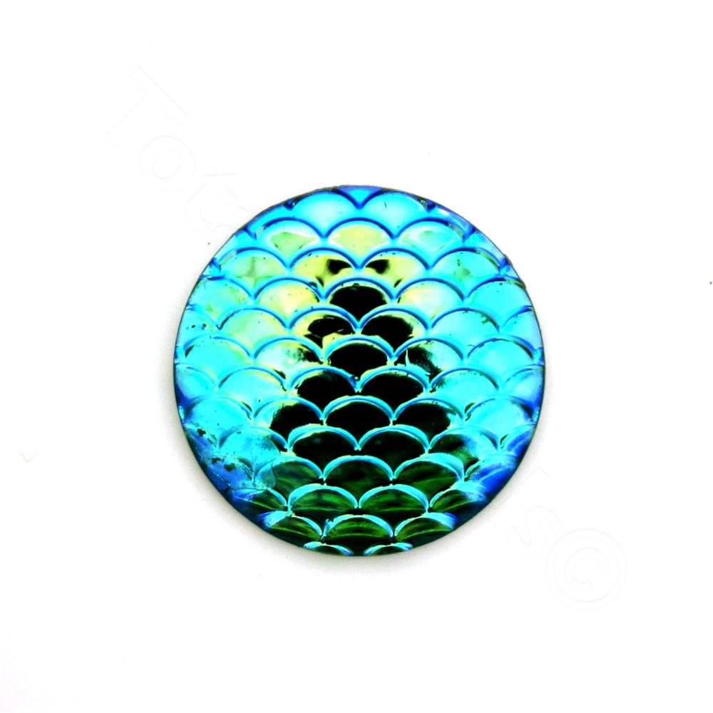 Acrylic Cabochon 20mm Disc - Scales Turquoise