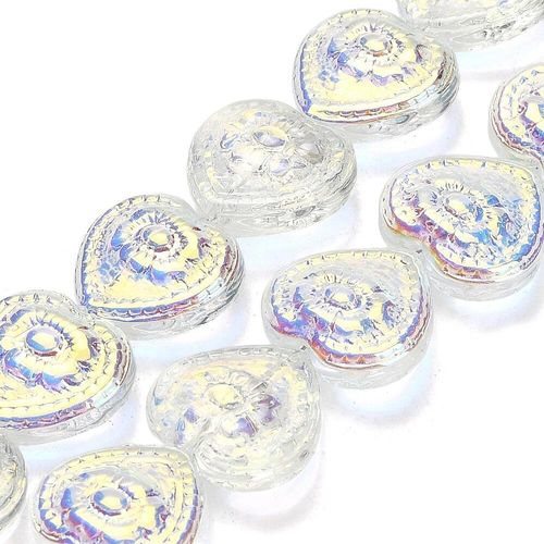 Glass Heart 16mm 10pcs   Crystal Rainbow for jewellery making