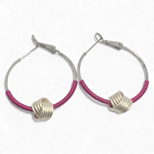 Love Knot Earrings   Silver & Pink 1mm for jewellery making