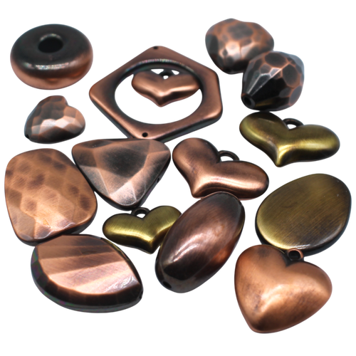 Acrylic Red Copper Bronze Beads & Charms 15pcs 15mm for jewellery making
