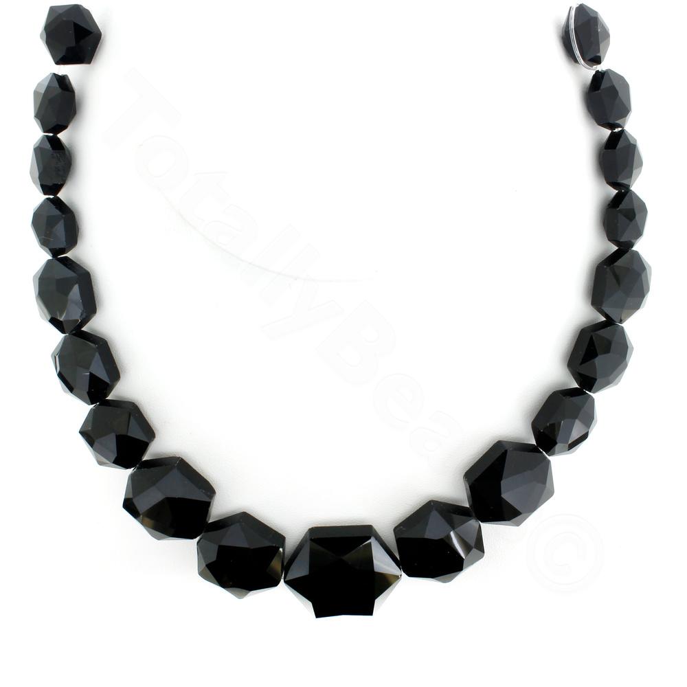 Crystal Hexagonal Beads Set - Jet Black