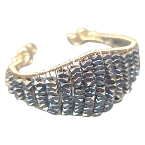 Facet Wire Cuff Bracelet Base   Silver (add beads) 25mm for jewellery making