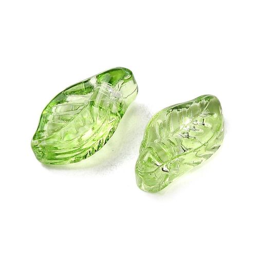 Glass Leaf Beads 12mm 25pcs   Lime for jewellery making