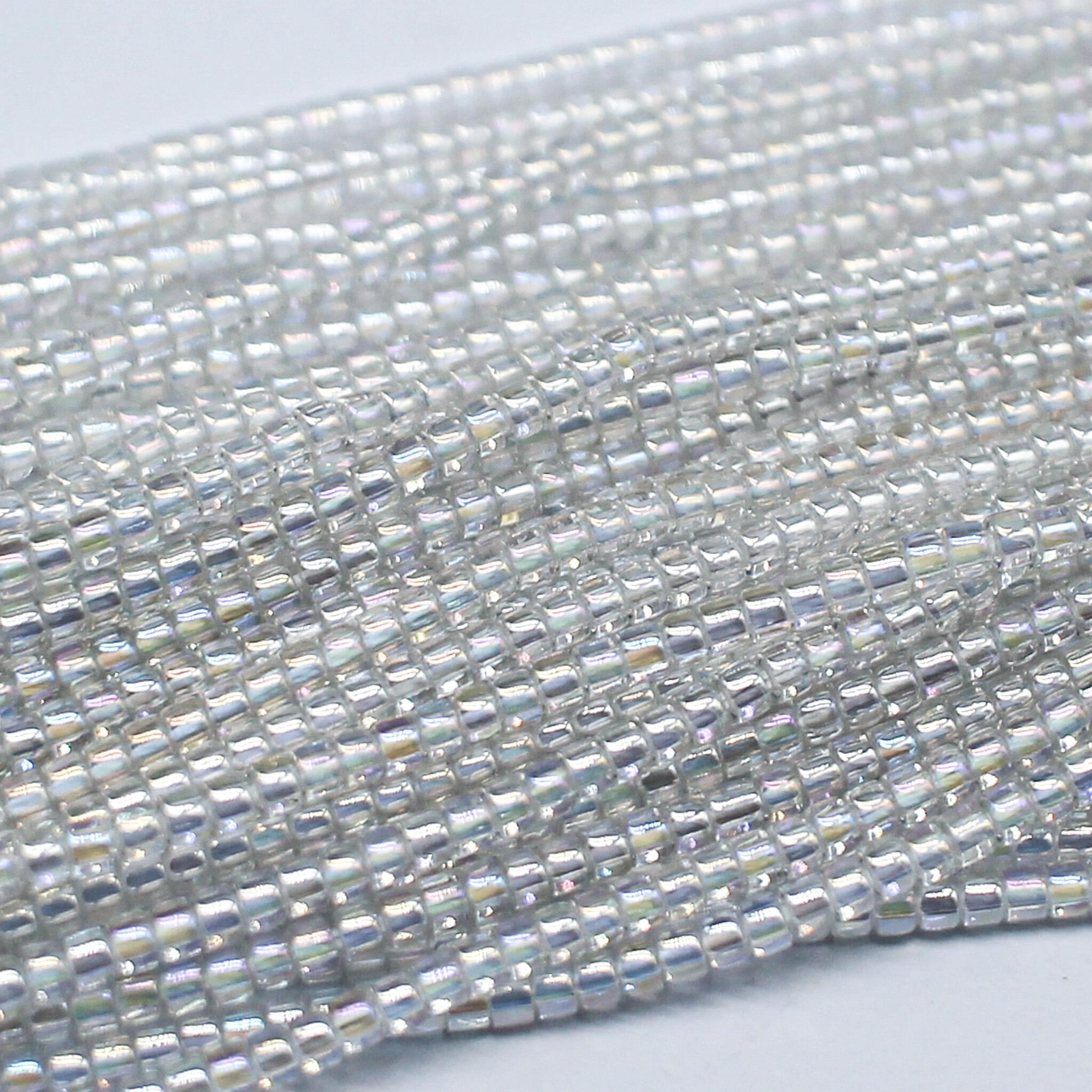 Glass Drum Beads 2mm 190pcs   Crystal AB for jewellery making