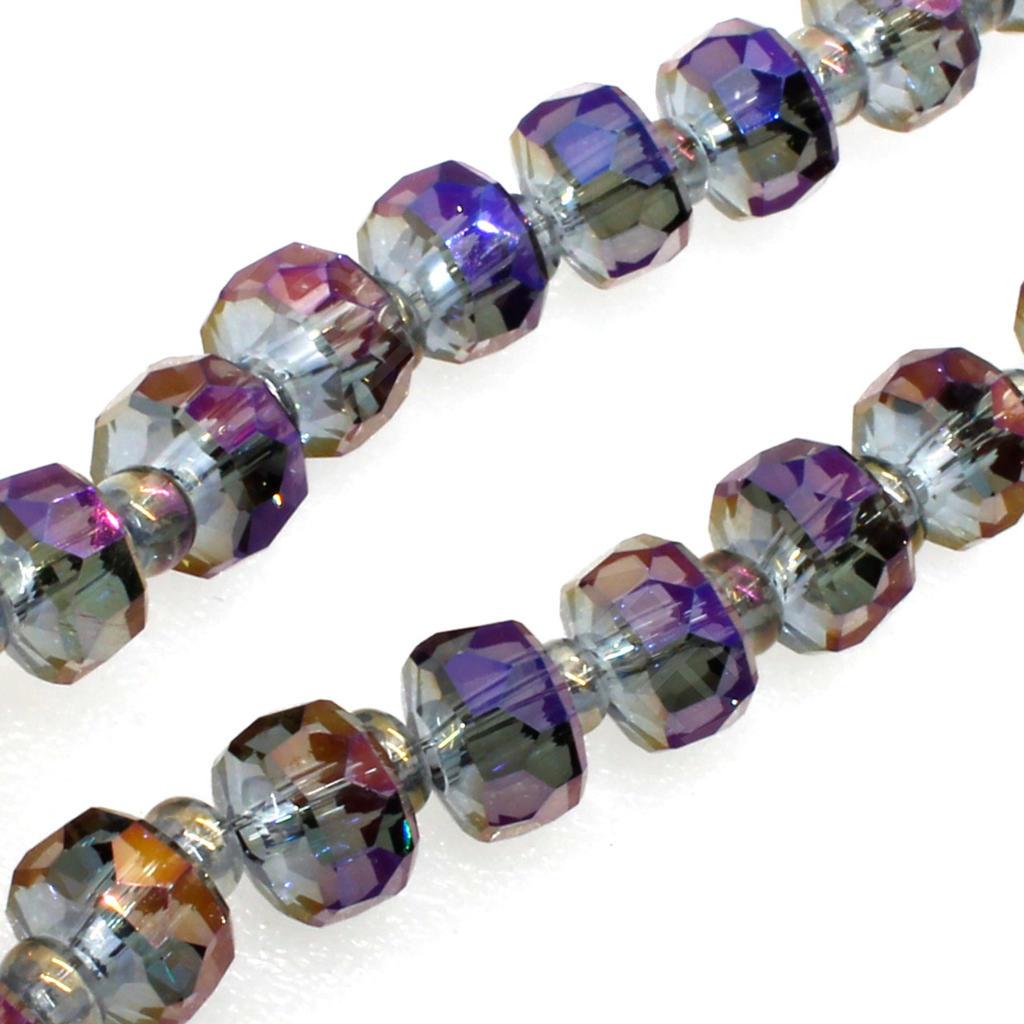 Crystal Drum Beads 6x4mm 100pcs - Half Purple Iris