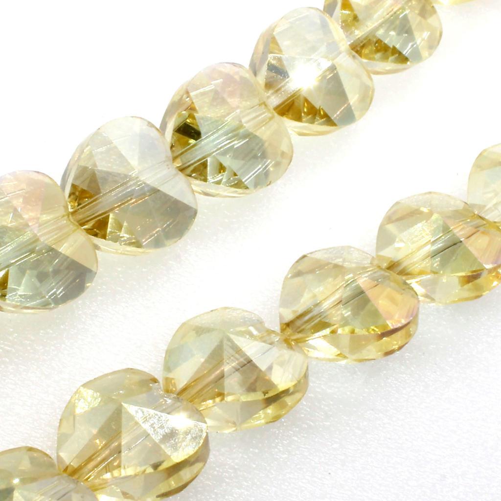 Crystal Heart Beads 10mm 25pcs - Yellow AB